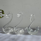 Hand Blown Clear Glass Swan Family – Set of 3