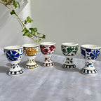 Hand-Painted Greek Egg Cups – Set of 5, Rhodes Pottery