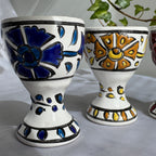 Hand-Painted Greek Egg Cups – Set of 5, Rhodes Pottery