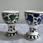 Hand-Painted Greek Egg Cups – Set of 5, Rhodes Pottery
