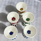 Hand-Painted Greek Egg Cups – Set of 5, Rhodes Pottery
