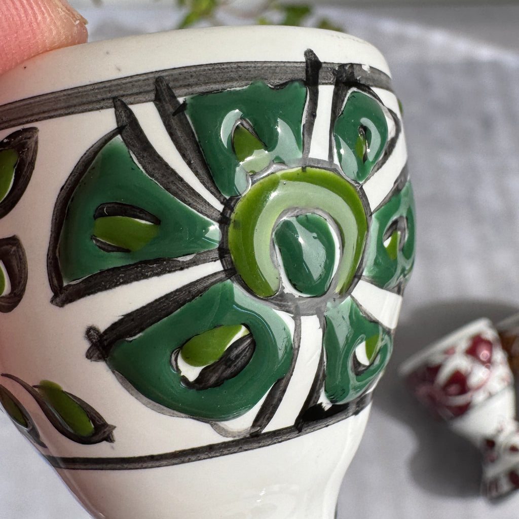 Hand-Painted Greek Egg Cups – Set of 5, Rhodes Pottery