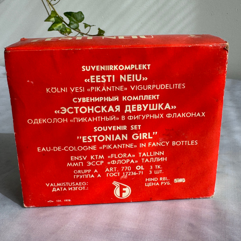 Tallinn 1980 Olympic Estonian Girl Souvenir Set – Vintage Flora USSR