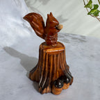 Hand Carved Wooden Squirrel with Acorn
