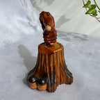 Hand Carved Wooden Squirrel with Acorn