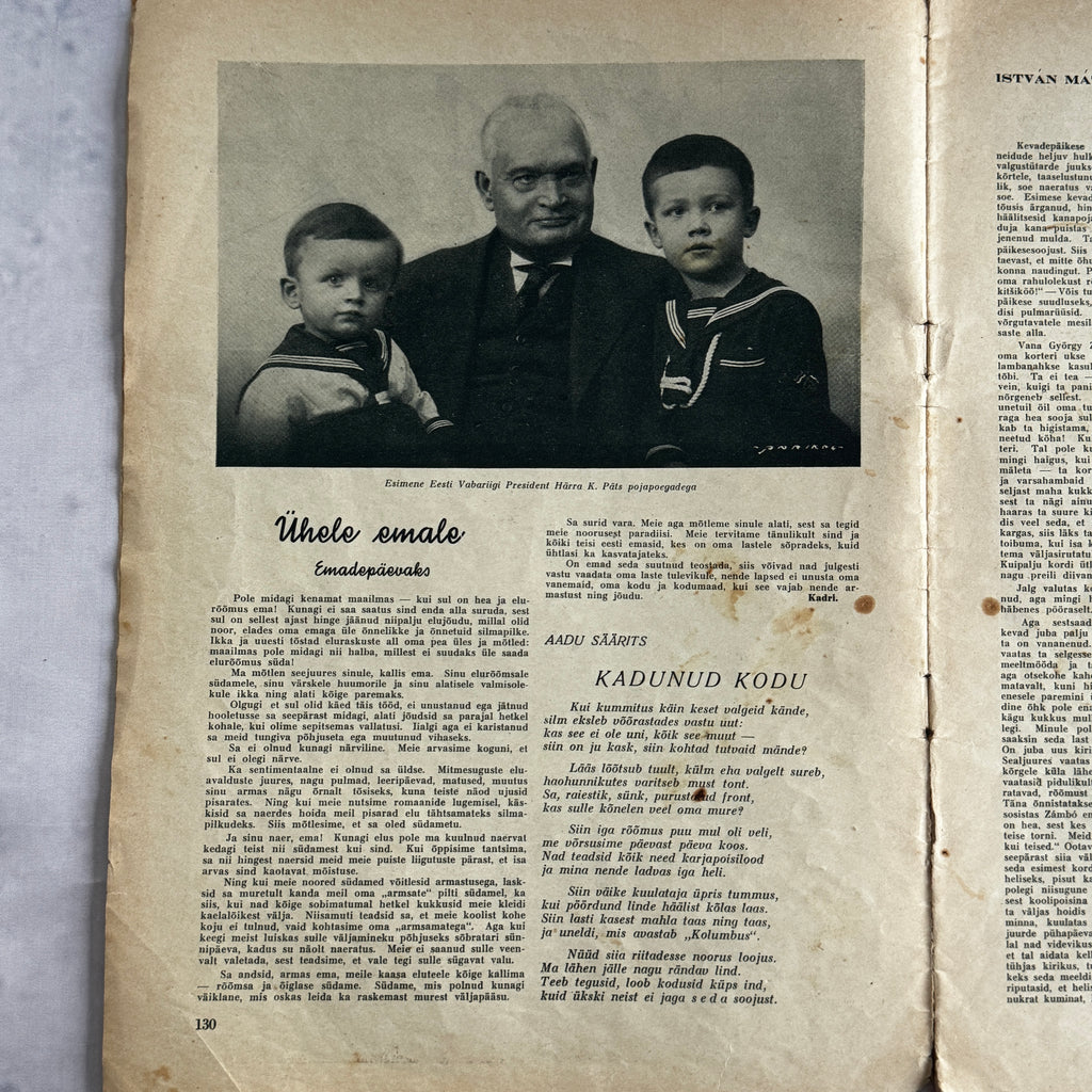 Maret Magazine May 1938 No.5 – Estonian Women's Magazine with Pattern Sheet