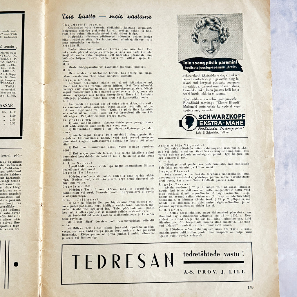 Maret Magazine May 1938 No.5 – Estonian Women's Magazine with Pattern Sheet