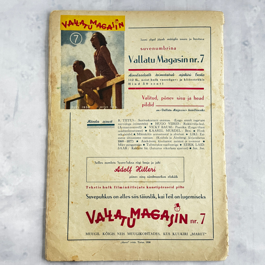 Maret Magazine May 1938 No.5 – Estonian Women's Magazine with Pattern Sheet
