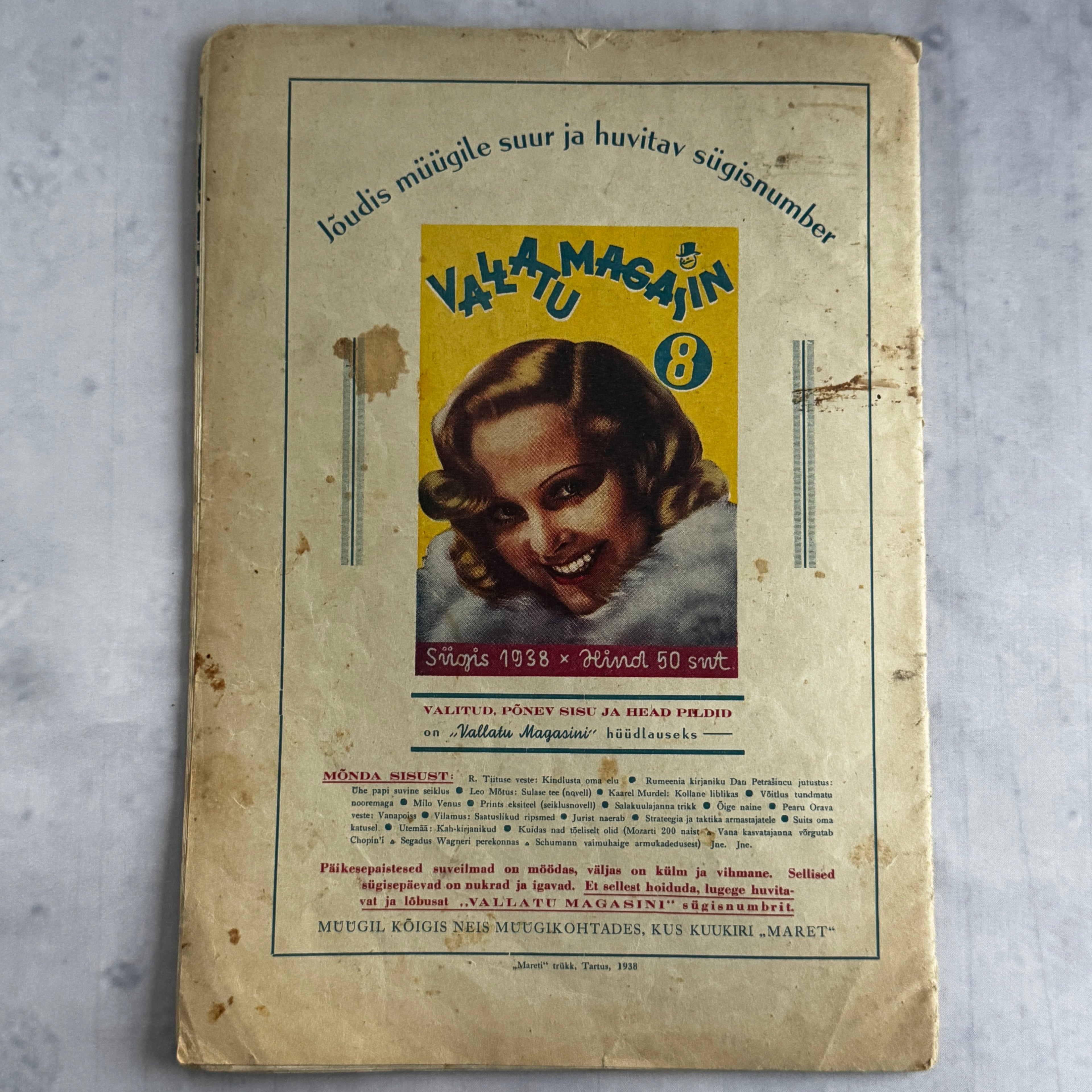 Maret Magazine October 1938 – Estonian Women's Fashion & Home Magazine