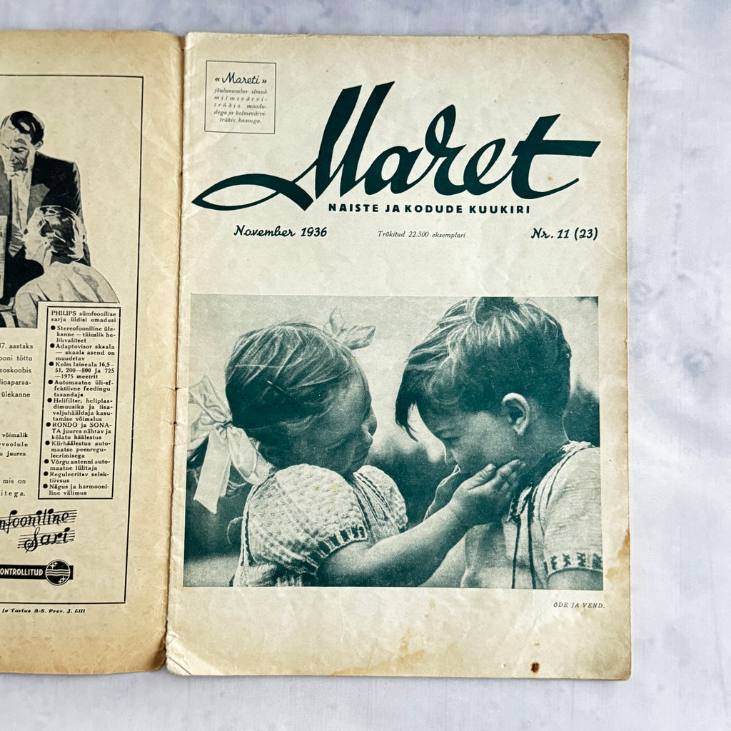 Maret Magazine November 1936 No.11 Estonian Women's Magazine Pre-War Issue