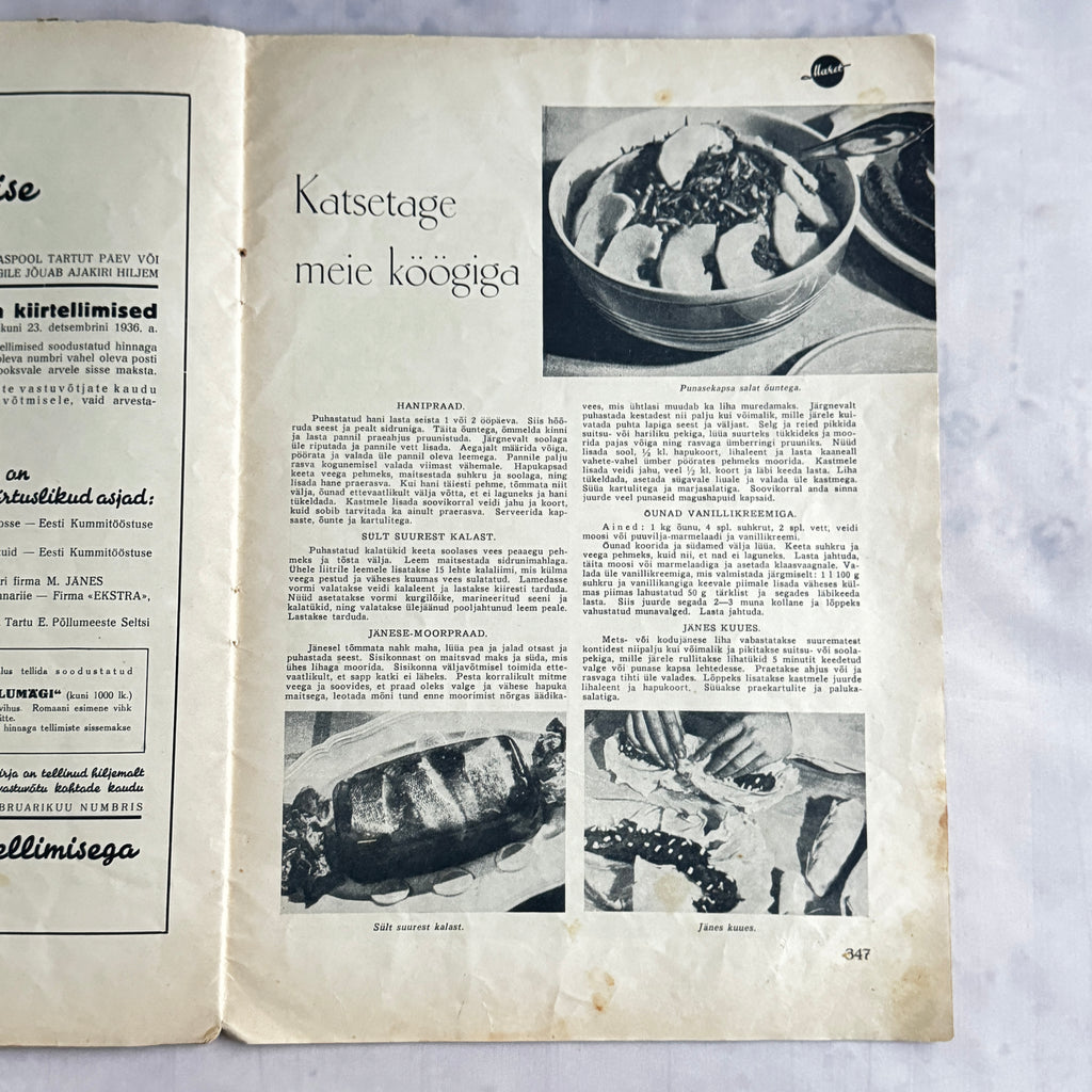Maret Magazine November 1936 No.11 Estonian Women's Magazine Pre-War Issue
