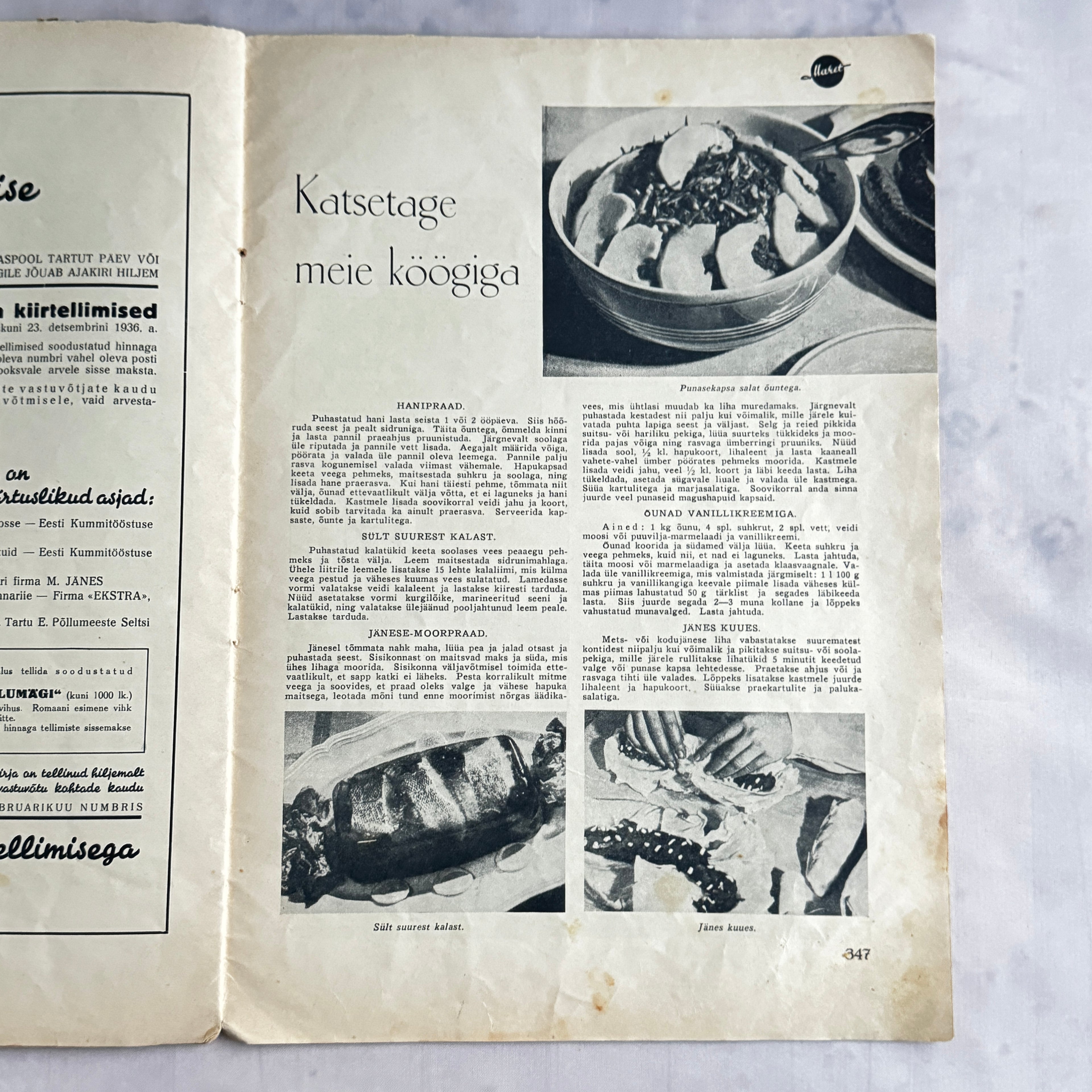 Maret Magazine November 1936 No.11 Estonian Women's Magazine Pre-War Issue