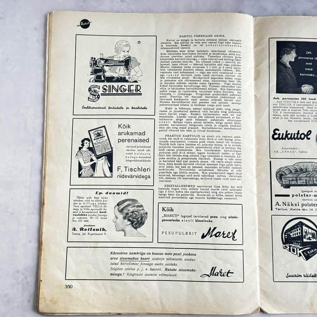 Maret Magazine November 1936 No.11 Estonian Women's Magazine Pre-War Issue