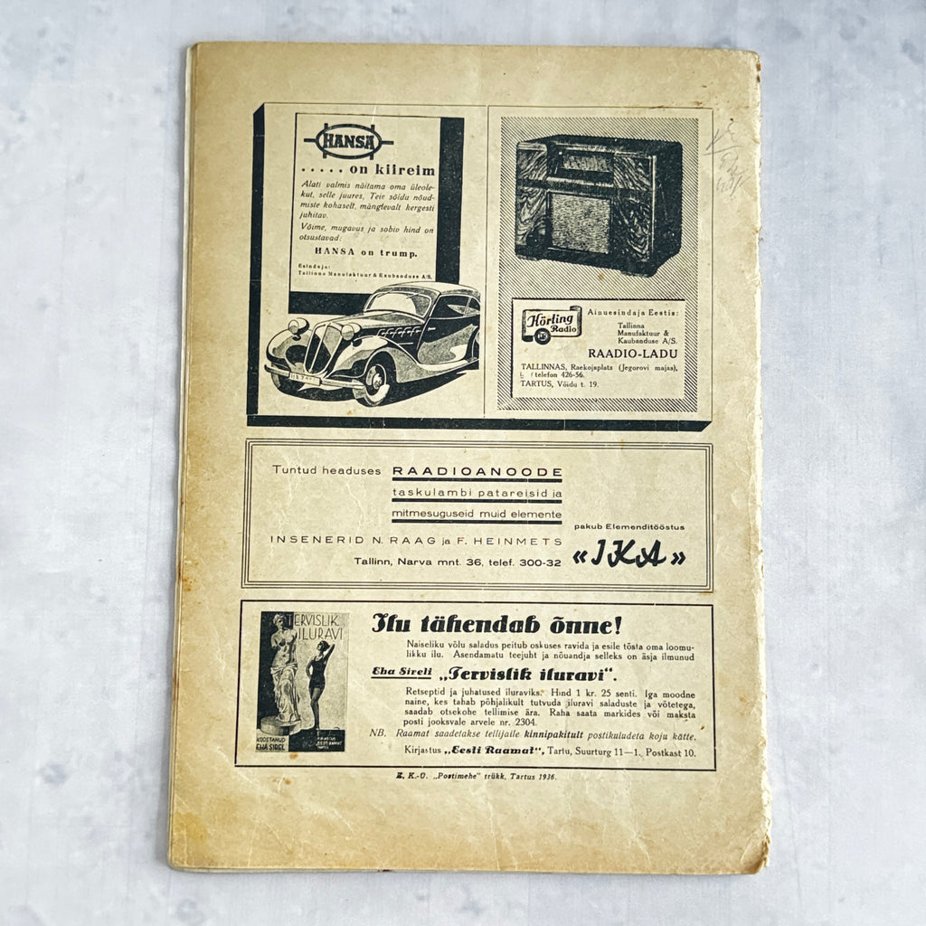 Maret Magazine November 1936 No.11 Estonian Women's Magazine Pre-War Issue