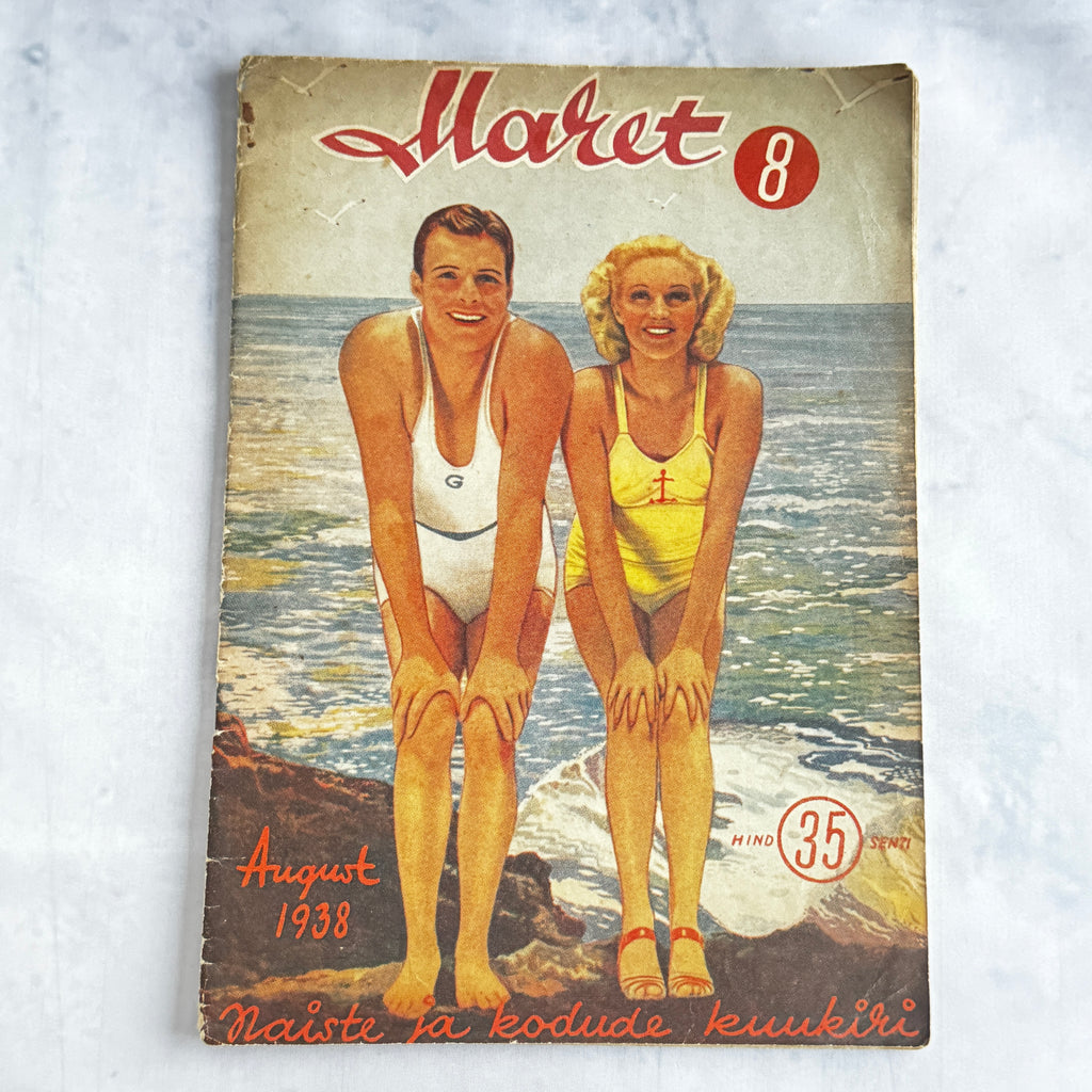 Maret Magazine August 1938 No. 8 Estonian Fashion Sewing Patterns Pre-War Baltic Vintage