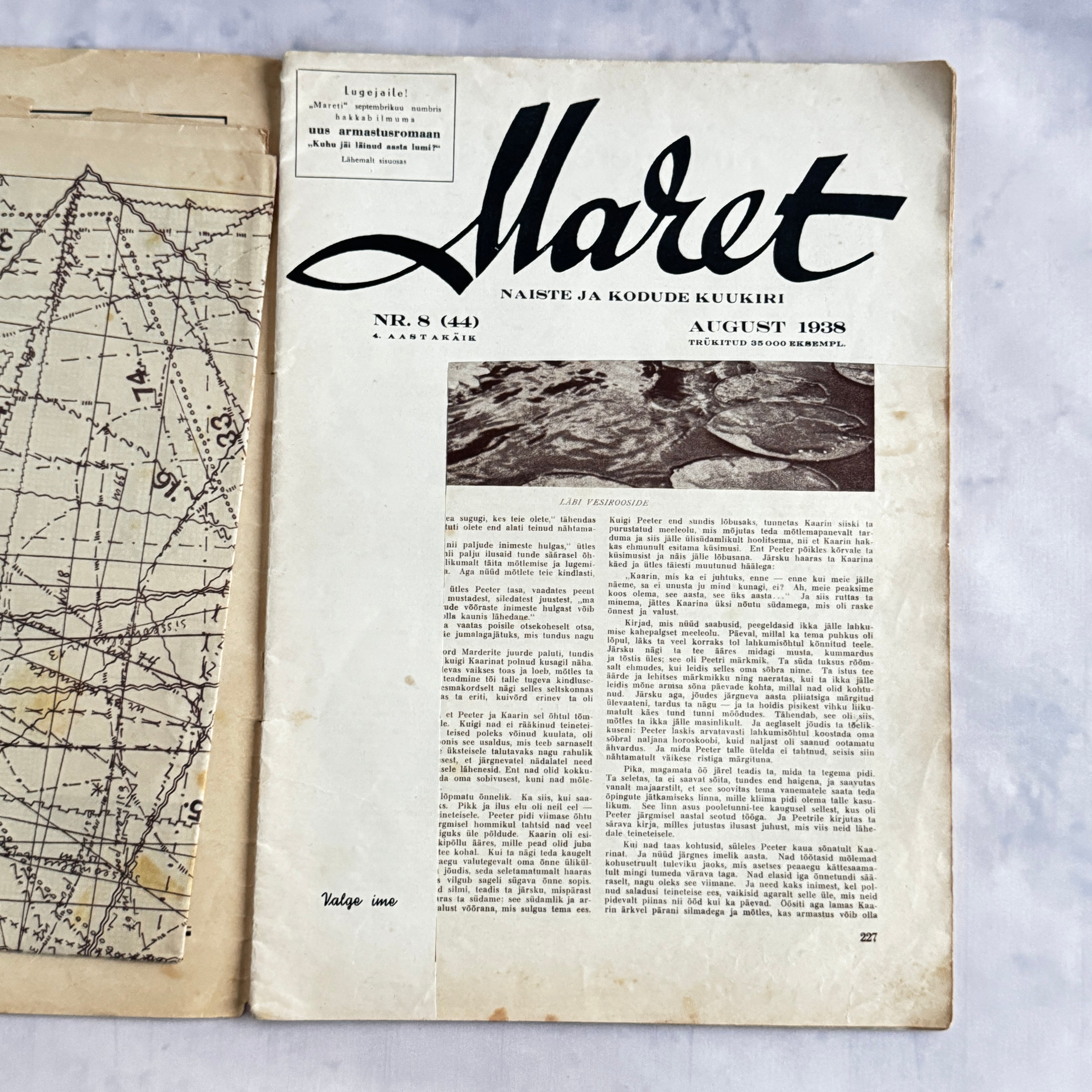Maret Magazine August 1938 No. 8 Estonian Fashion Sewing Patterns Pre-War Baltic Vintage