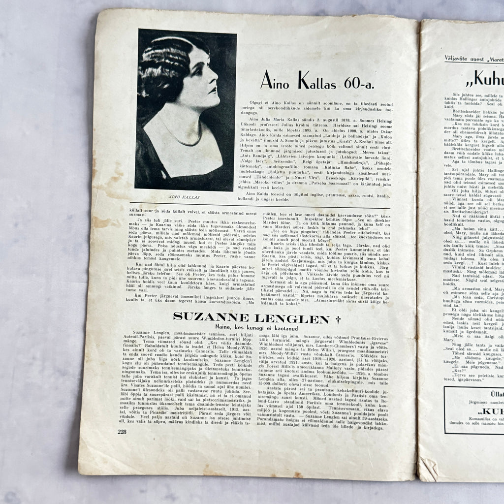 Maret Magazine August 1938 No. 8 Estonian Fashion Sewing Patterns Pre-War Baltic Vintage