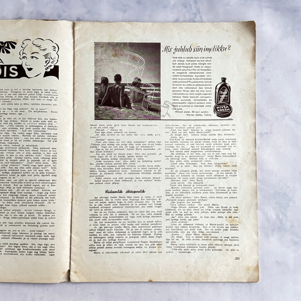 Maret Magazine August 1938 No. 8 Estonian Fashion Sewing Patterns Pre-War Baltic Vintage