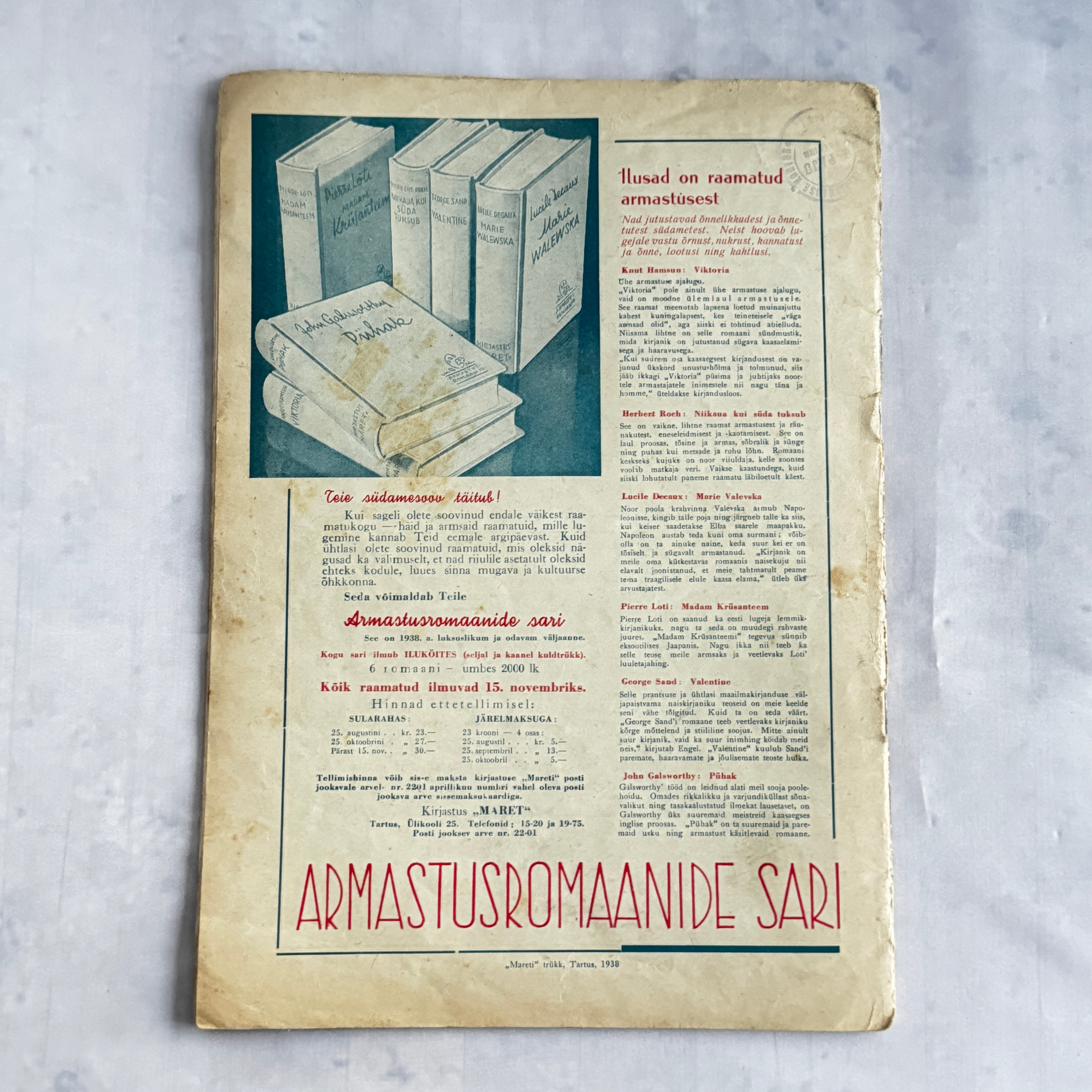 Maret Magazine August 1938 No. 8 Estonian Fashion Sewing Patterns Pre-War Baltic Vintage