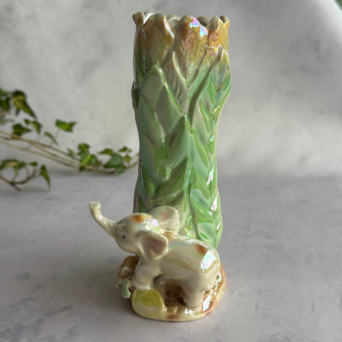 Iridescent Elephant Ceramic Vase – Pearl Lustre