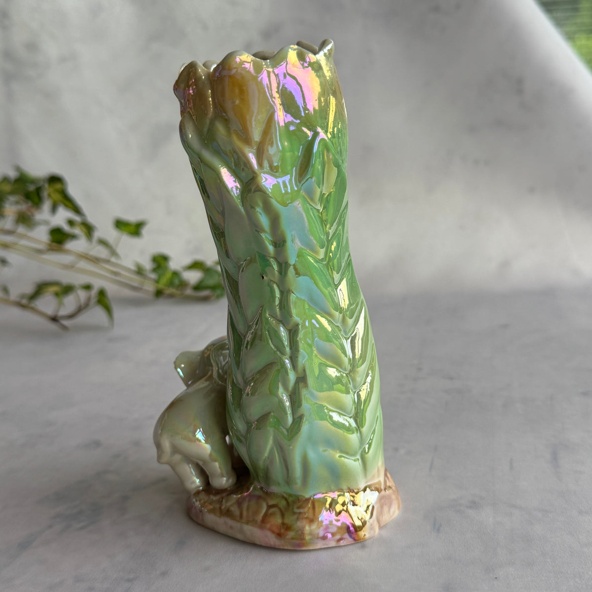 Iridescent Elephant Ceramic Vase – Pearl Lustre
