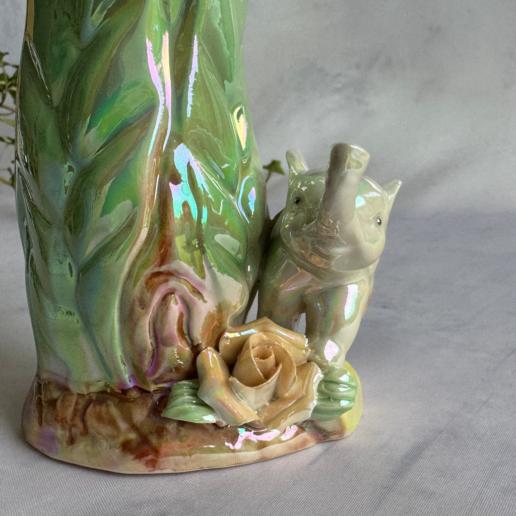 Iridescent Elephant Ceramic Vase – Pearl Lustre