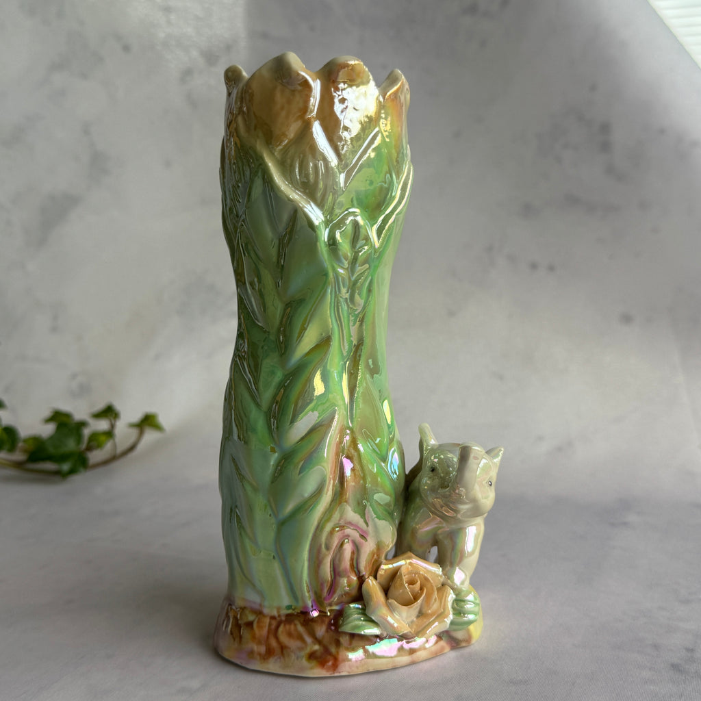 Iridescent Elephant Ceramic Vase – Pearl Lustre