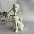 Iridescent Ceramic Poodle Figurine with Rhinestone Eyes