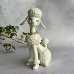 Iridescent Ceramic Poodle Figurine with Rhinestone Eyes