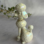 Iridescent Ceramic Poodle Figurine with Rhinestone Eyes