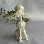 Iridescent Ceramic Poodle Figurine with Rhinestone Eyes