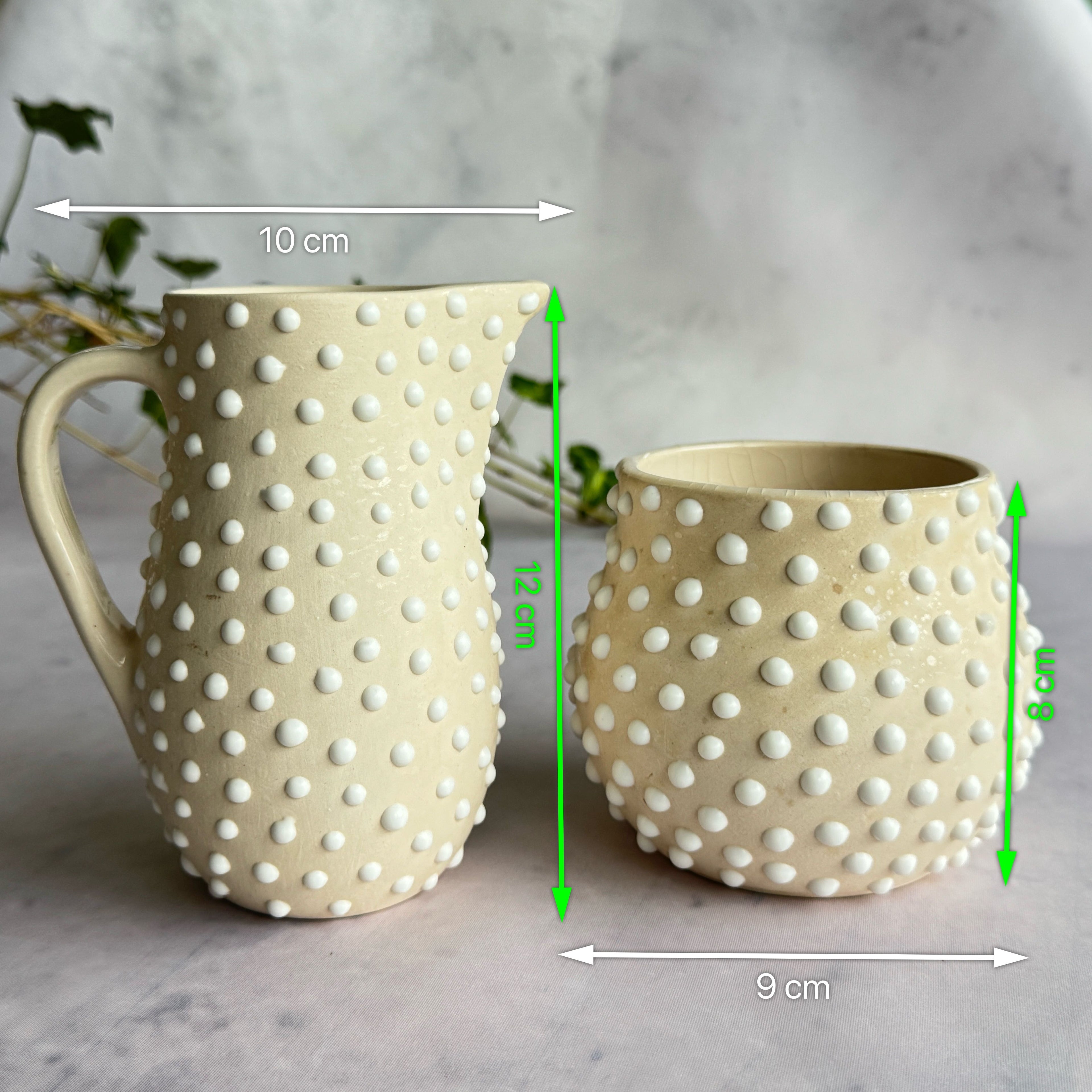 Tallinna Kunstkeraamika Baltic Pearl Ceramic Creamer & Vessel Set, Handmade Estonian Pottery