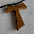 Signed Artisan Crane Heron Bird & Wood Pendant Necklace – Modernist Statement Jewelry