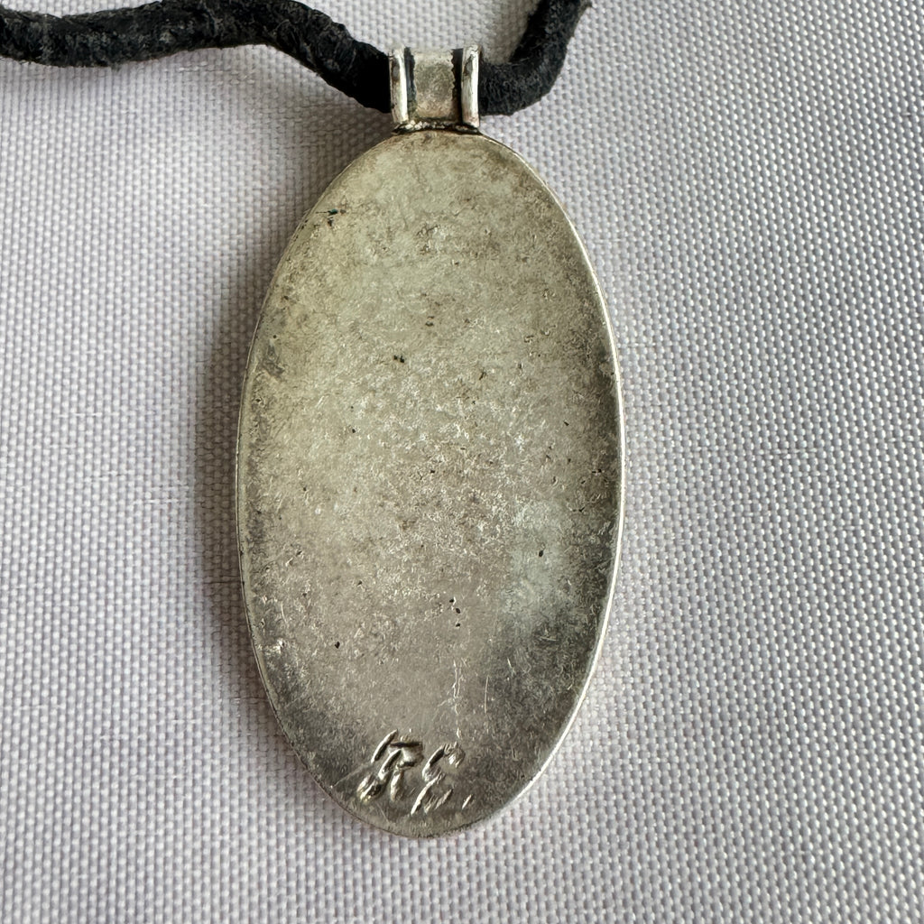 Signed Artisan Crane Heron Bird & Wood Pendant Necklace – Modernist Statement Jewelry
