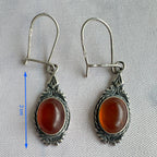 925 Sterling Silver Amber Dangle Earrings – Cognac Amber