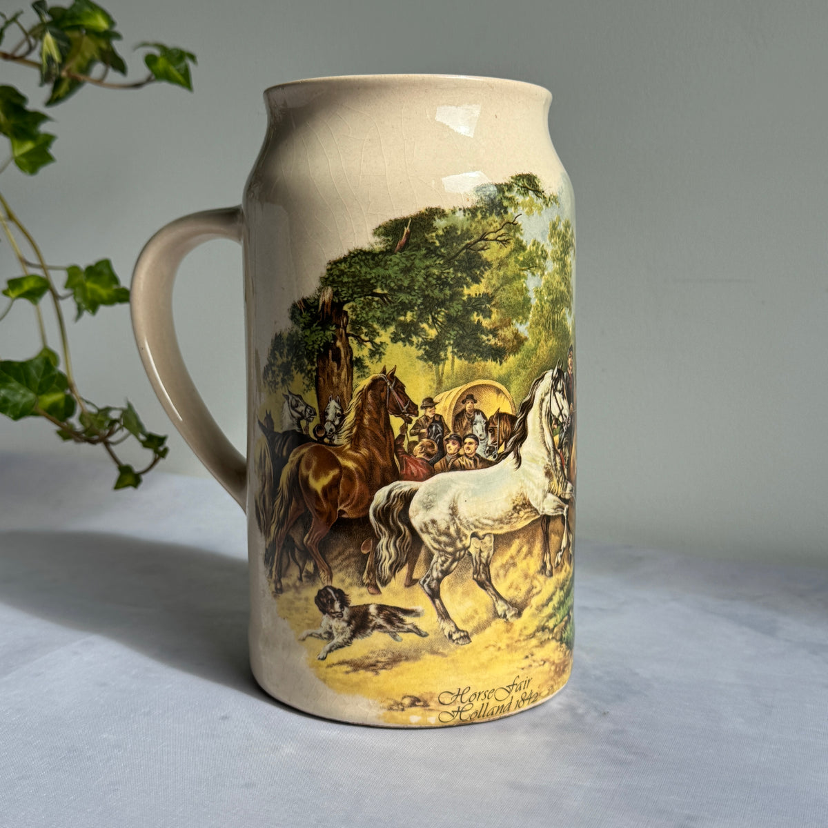 Vintage Wouterus Verschuur Horse Fair Ceramic Beer Stein