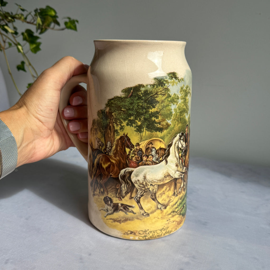 Vintage Wouterus Verschuur Horse Fair Ceramic Beer Stein