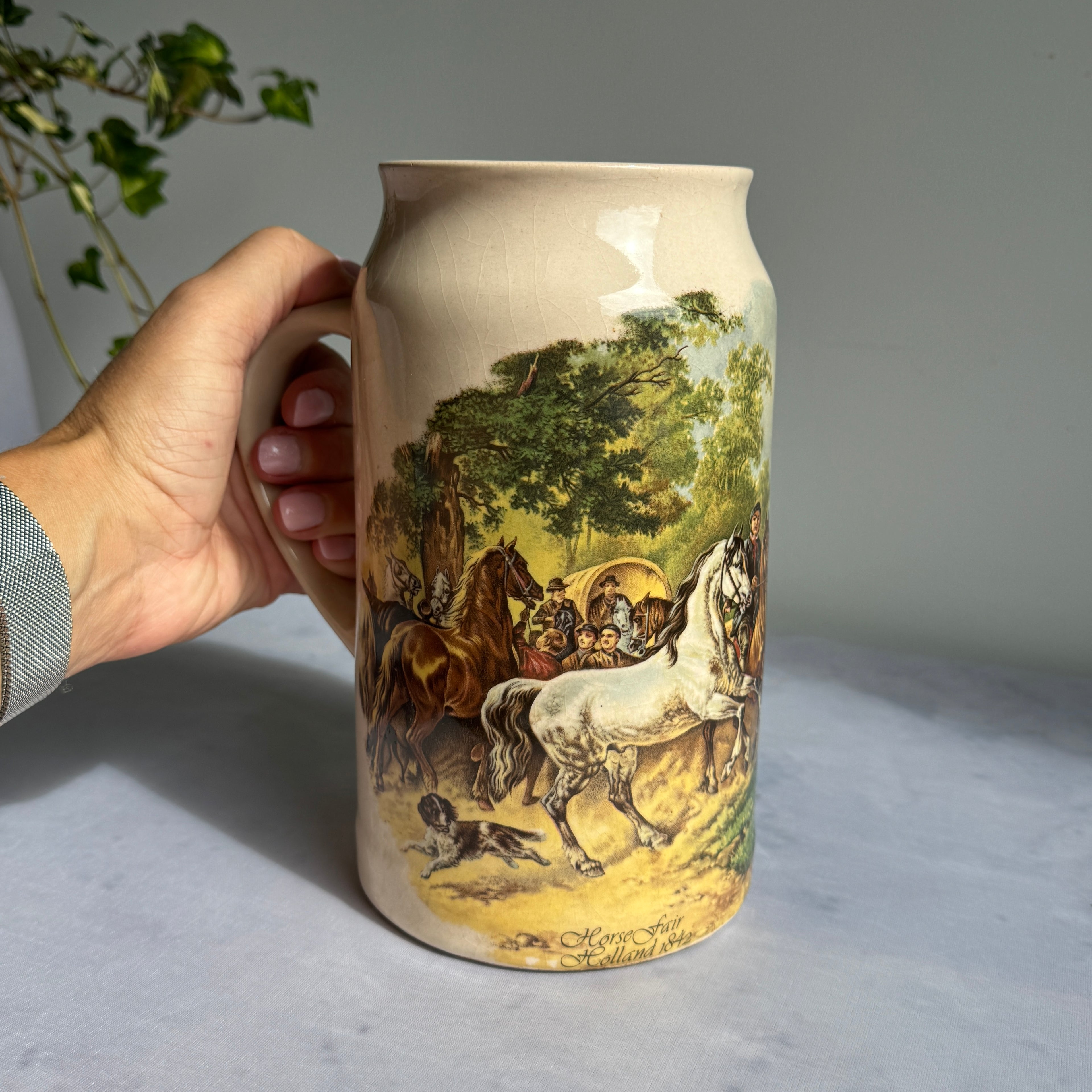 Vintage Wouterus Verschuur Horse Fair Ceramic Beer Stein