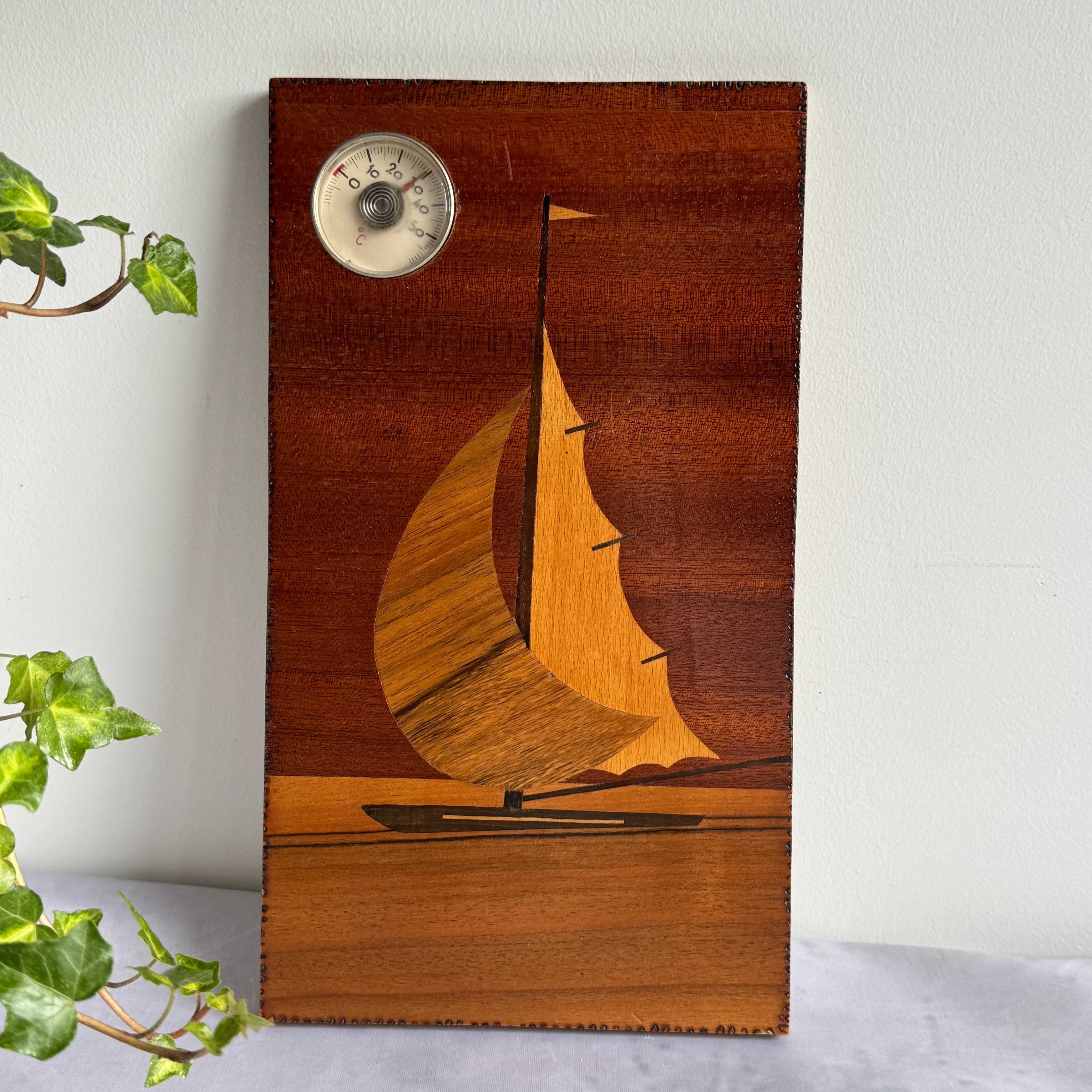 Wooden Sailboat Wall Thermometer, c. 1960s–1970s