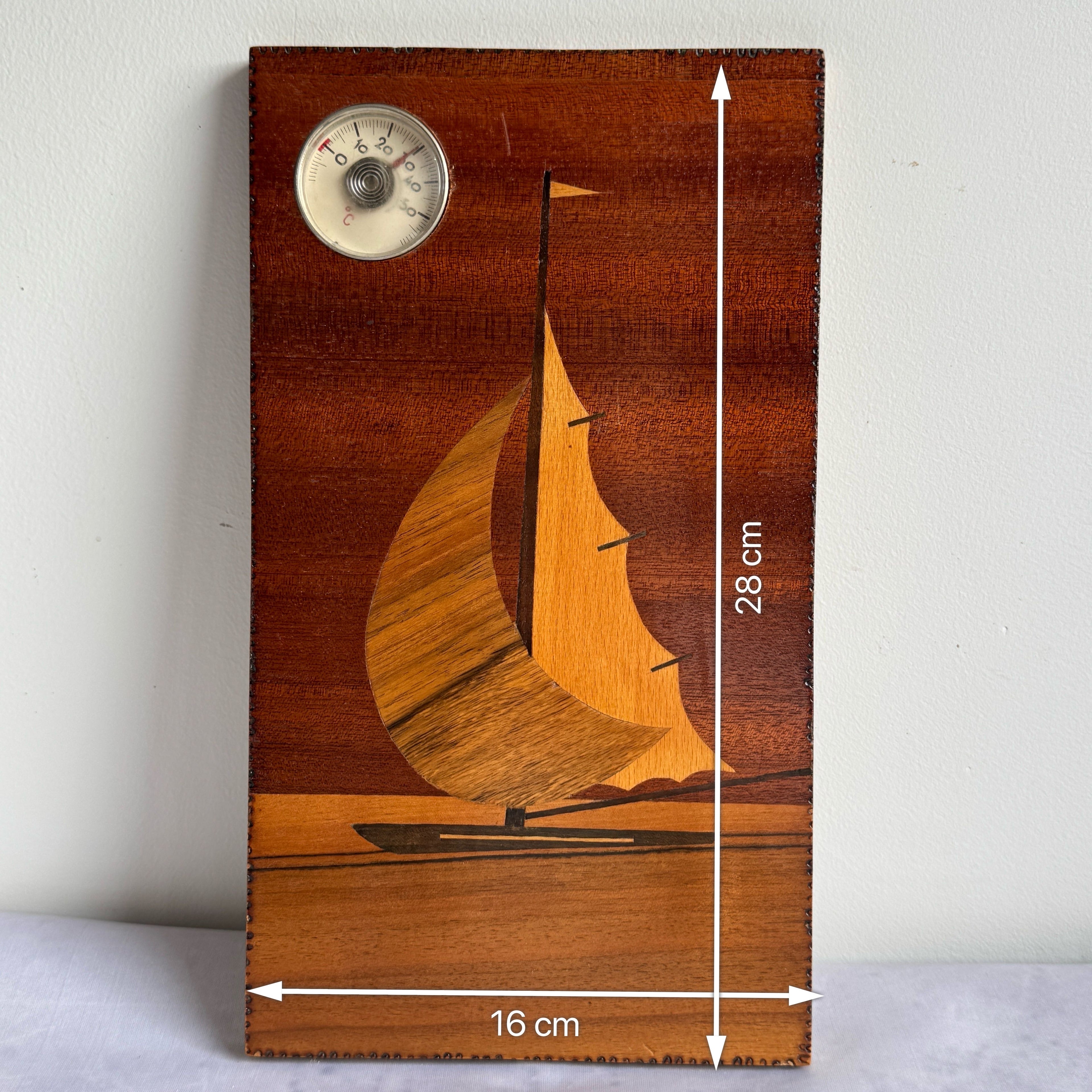 Wooden Sailboat Wall Thermometer, c. 1960s–1970s