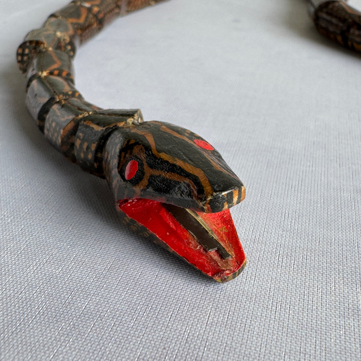 Vintage Articulated Wooden Snakes – Pair of Jointed Folk Art Sculptures
