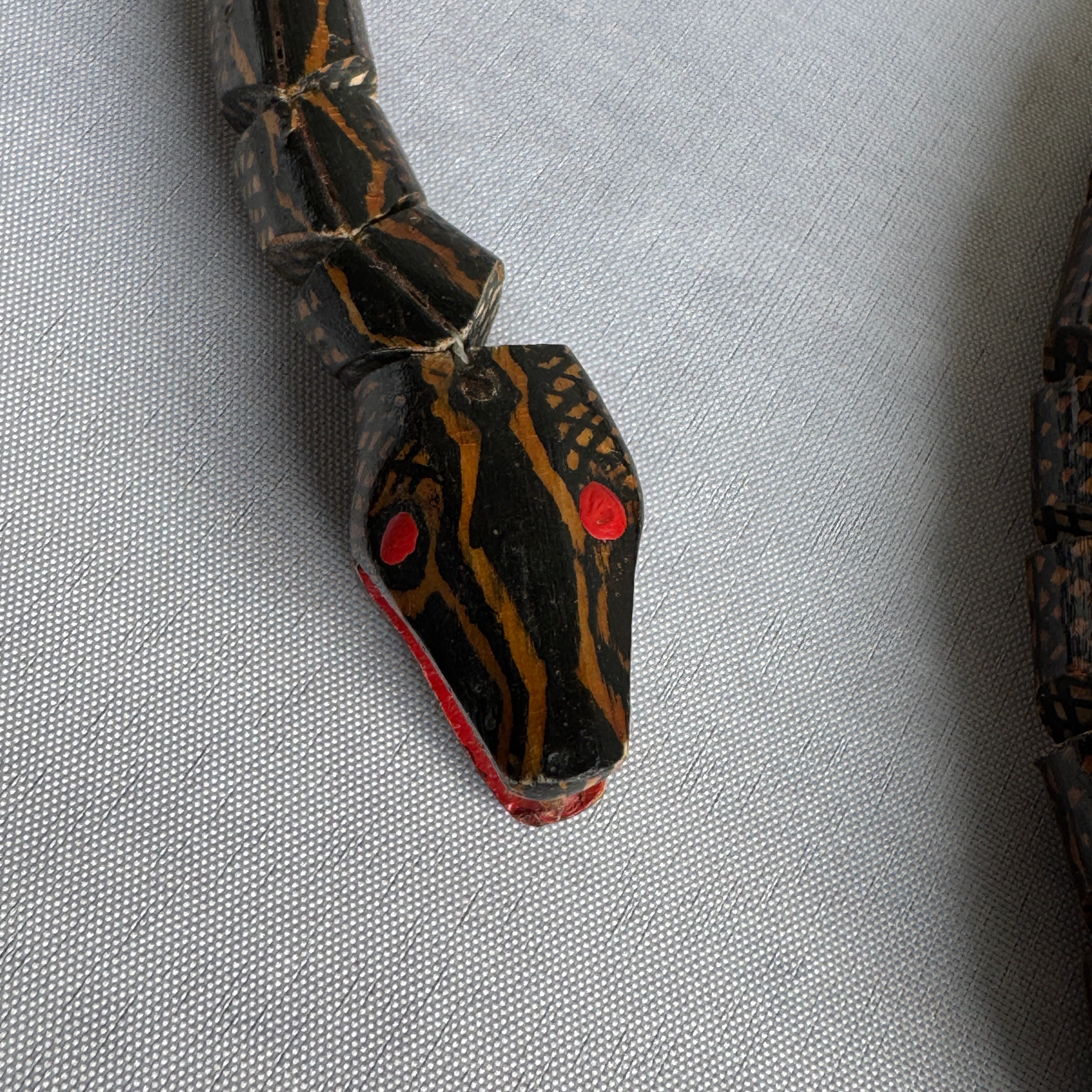 Vintage Articulated Wooden Snakes – Pair of Jointed Folk Art Sculptures