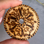 Vintage Estonian Wooden Brooch – Pyrography Folk Art Pin