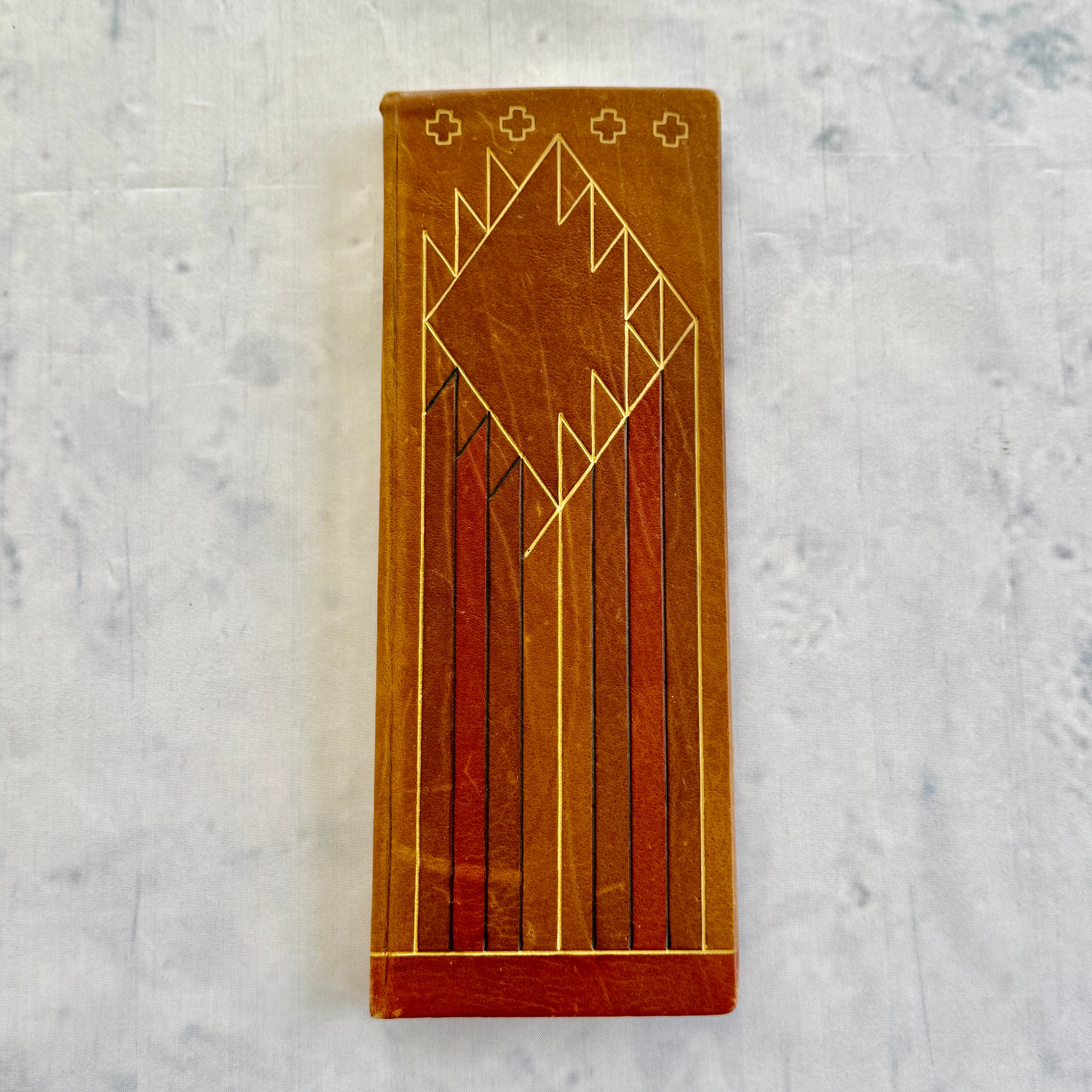 Vintage Estonian KFK Leather Notebook – Soviet Era Art Leatherwork, Geometric Design