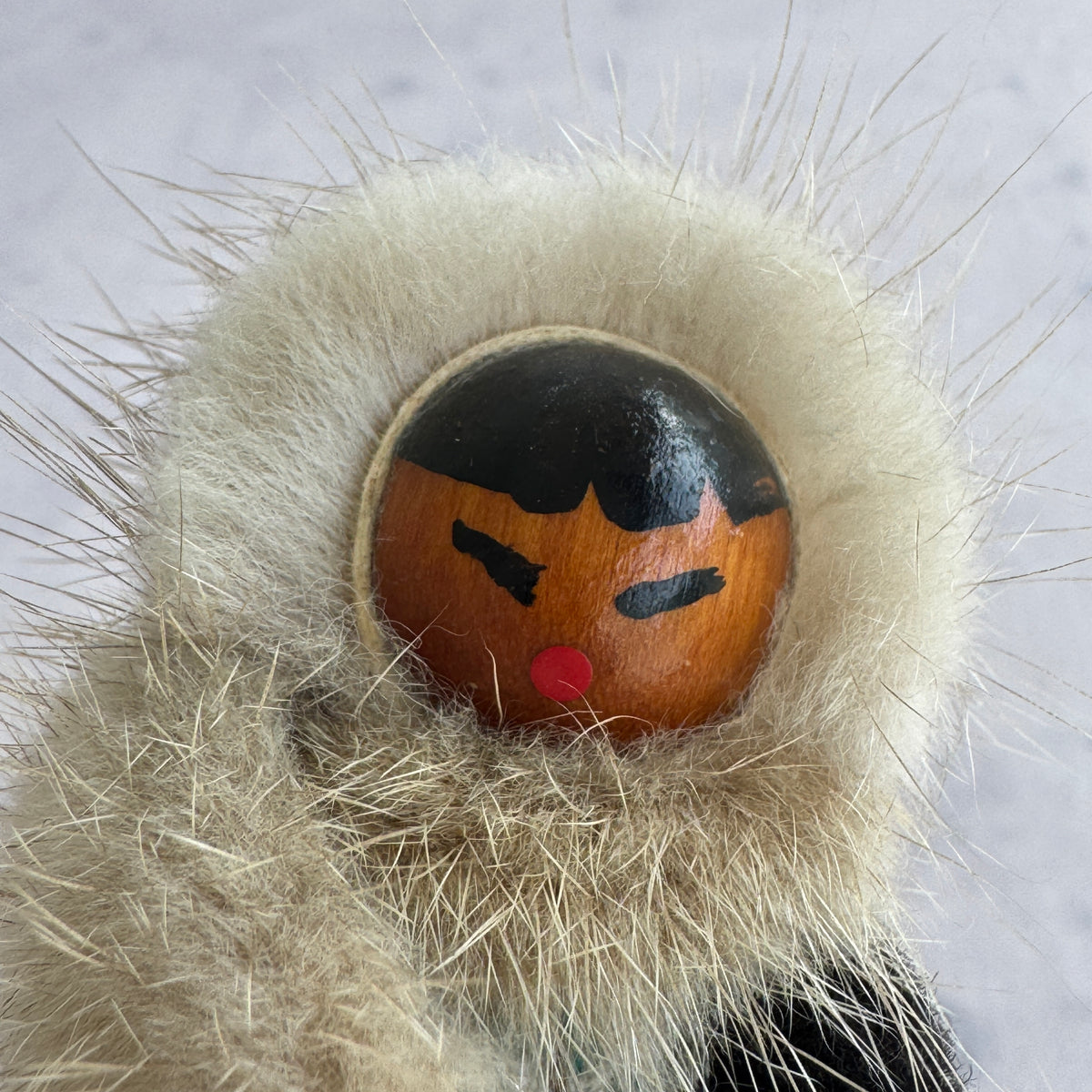 Arctic Folk Doll with Wooden Face, 9 cm