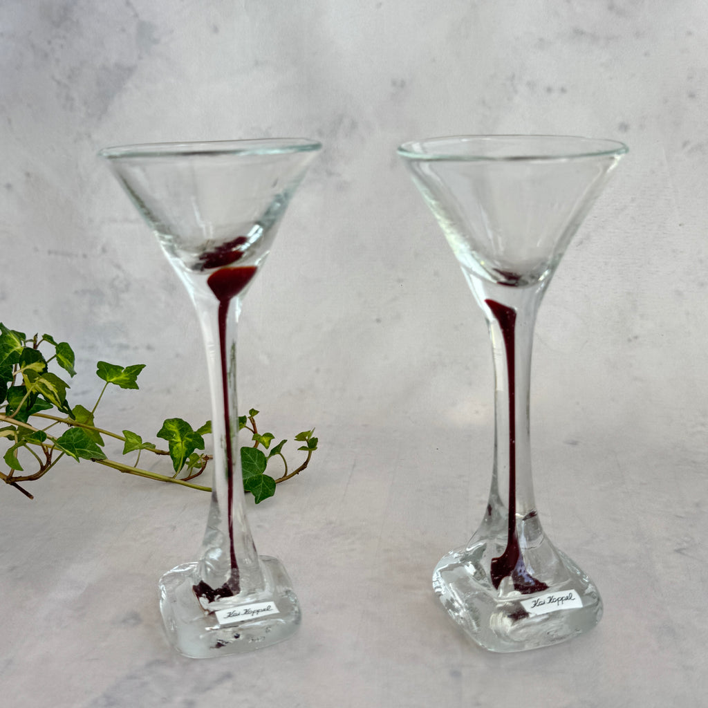 Kai Koppel Estonian Art Glass Martini Glasses – Pair
