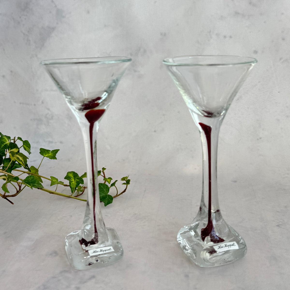 Kai Koppel Estonian Art Glass Martini Glasses – Pair