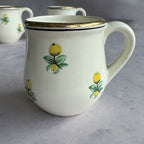 Budy Faience Lemon Cups Set of 4, Vintage Ukrainian Mugs