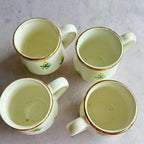 Budy Faience Lemon Cups Set of 4, Vintage Ukrainian Mugs