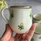 Budy Faience Lemon Cups Set of 4, Vintage Ukrainian Mugs